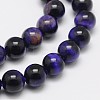 Natural Purple Tiger Eye Round Bead Strands G-M220-8mm-01-1