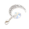 Alloy Moon & Glass Pendant Decorations HJEW-JM02689-01-4