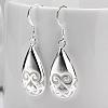 Simple Silver Color Plated Brass Water teardrop EJEW-BB08802-2