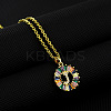 Brass Pave Colorful Cubic Zirconia Initial Ring Pendant Necklaces FS-WGF1437-10-1