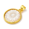 Natural White Shell Carved Sunflower Pendants KK-D537-03G-02-2