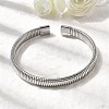 304 Stainless Steel Flat Snake Chains Cuff Bangles for Women BJEW-A067-05P-1