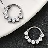 Flat Round 316 Surgical Stainless Steel Clear Cubic Zirconia Hoop Earrings EJEW-G416-21P-1