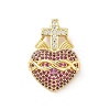 Brass Micro Pave Clear Cubic Zirconia Pendants KK-B141-33G-1