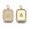 Brass Micro Pave Clear Cubic Zirconia Pendants KK-S356-234A-G-NF-2