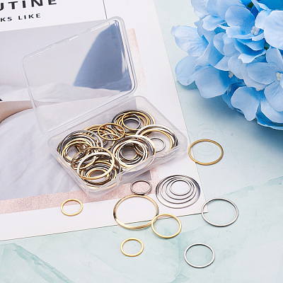 64Pcs 8 Styles 304 Stainless Steel Linking Ring STAS-CD0001-19-1