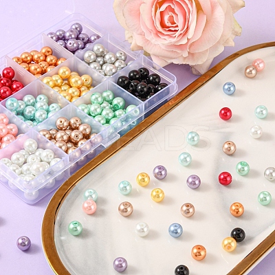 360Pcs 12 Colors Baking Paint Glass Pearl Beads HY-YW0001-03A-1