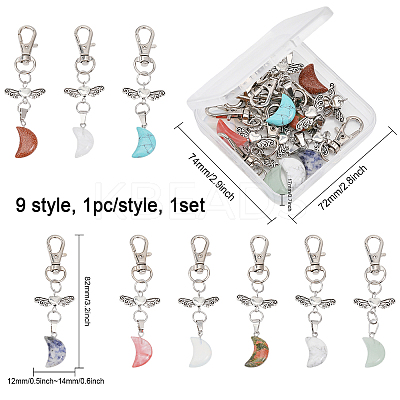 9Pcs 9 Style Gemstone Pendant Decorations HJEW-CA0001-38-1