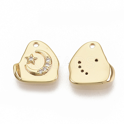 Brass Micro Pave Clear Cubic Zirconia Charms X-KK-T051-06G-NF-1