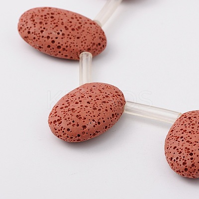 Oval Synthetic Lava Rock Pendants Beads Strands G-N0112-12-1