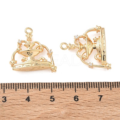 Brass Micro Pave Clear Cubic Zirconia Pendants KK-K351-72G-1