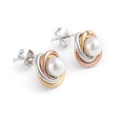 304 Stainless Steel Stud Earrings EJEW-F246-02M-1