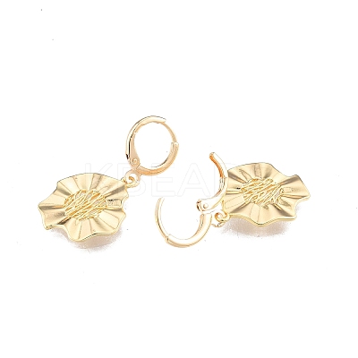 Brass Flower Dangle Leverback Earrings for Women EJEW-N012-94-1