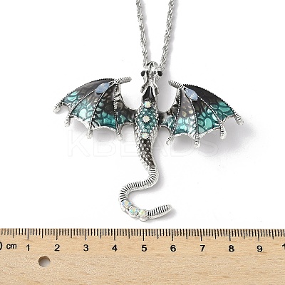 Alloy Enamel Dragon Pendant Necklaces LS-NJEW-V005-01AS-01-1