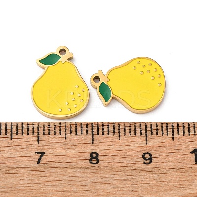 Fruit Seris 304 Stainless Steel Enamel Charms STAS-U060-03G-12-1