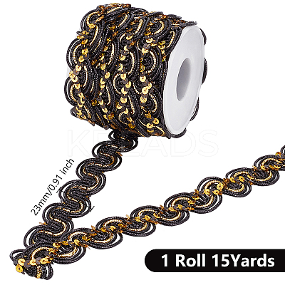 15 Yards Sparkle Polyester Lace Ribbon OCOR-WH0003-033B-1