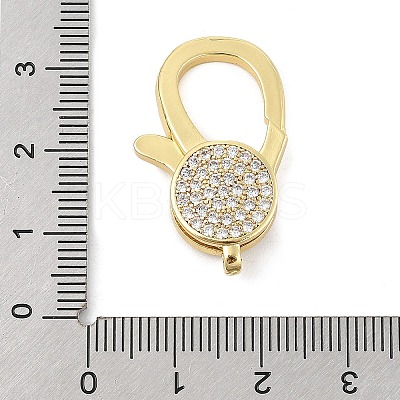 Brass Micro Pave Clear Cubic Zirconia Lobster Claw Clasps KK-P299-05G-1
