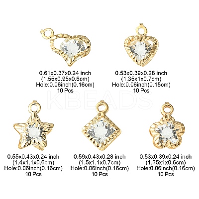 50Pcs 5 Style Rack Plating Iron Charms IFIN-YW0001-98-1