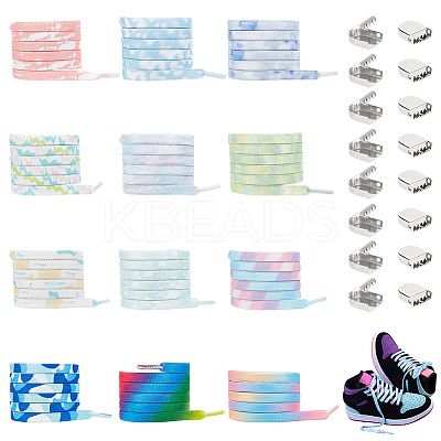 12 Sets 12 Colors Elastic Polyester Cord No Tie Shoelace AJEW-PH0004-36-1
