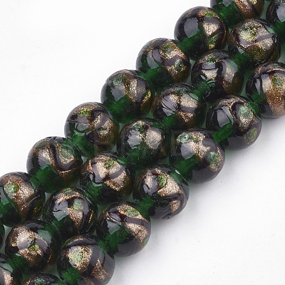 Handmade Gold Sand Lampwork Beads LAMP-T006-02D-1