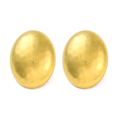 Ion Plating(IP) 304 Stainless Steel Oval Stud Earrings EJEW-D281-16G-1