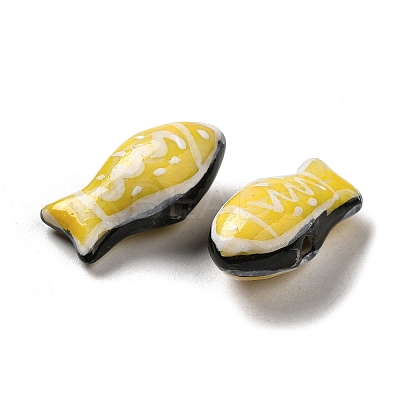 Handmade Printed Porcelain Beads PORC-E015-17I-1