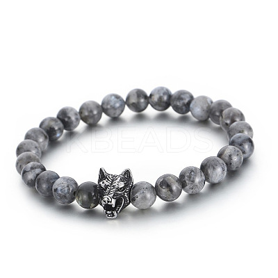 Natural Labradorite Round Beads Stretch Bracelets GX4773-6-1