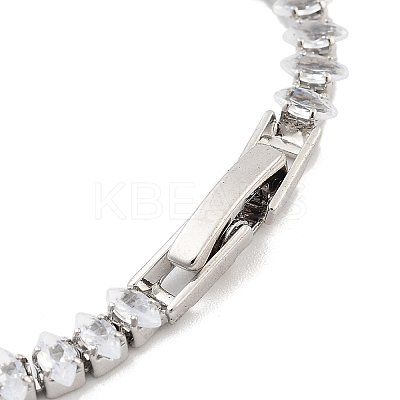 Brass Pave Clear Cubic Zirconia Horse Eye Link Bracelets BJEW-B094-03A-P-1