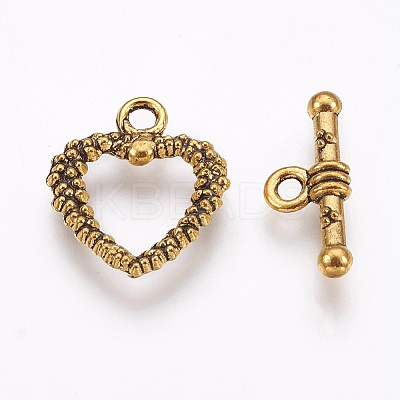 Tibetan Style Alloy Heart Toggle Clasps PALLOY-J471-14AG-1