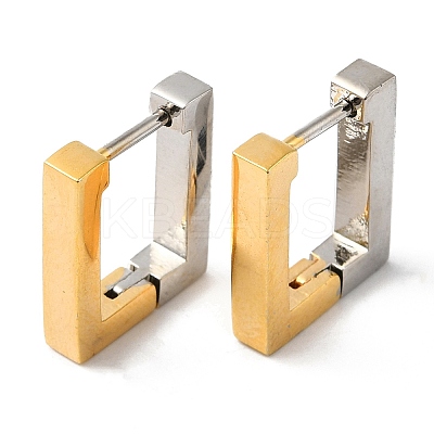 Two Tone Brass Rectangle Hoop Earrings EJEW-P228-04-1
