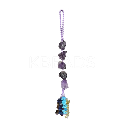 Nuggets Natural Amethyst Pendant Decorations HJEW-JM00992-02-1