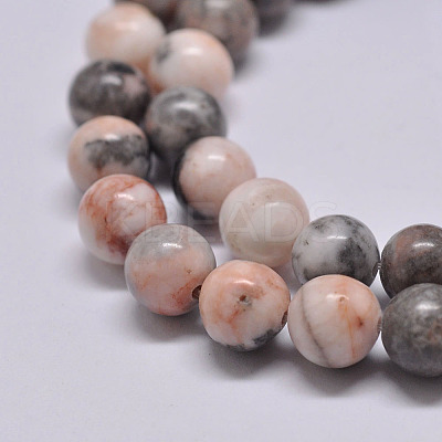 Natural Pink Zebra Jasper Beads Strands X-G-P231-01-10mm-1