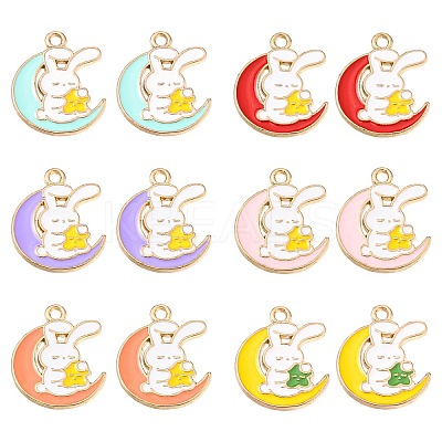 30Pcs 6 Colors Alloy Enamel Cartoon Pendants ENAM-CJ0002-79-1