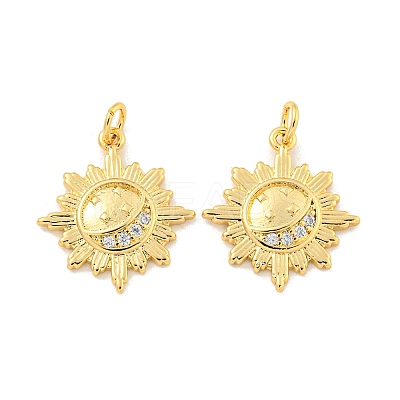 Rack Plating Brass Micro Pave Cubic Zirconia Pendants KK-C059-02G-1
