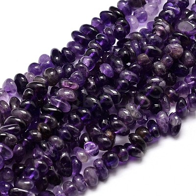 Natural Amethyst Chip Beads Strands G-E271-123-1