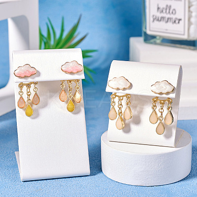 2 Pairs 2 Colors Cloud Alloy Enamel Dangle Stud Earrings for Women EJEW-TA0001-49B-1