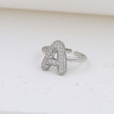 Brass Micro Pave Clear Cubic Zirconia Cuff Rings FS-WG17FF6-01-1