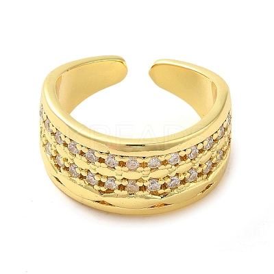 Brass Micro Pave Cubic Zirconia Cuff Rings RJEW-P102-05G-1