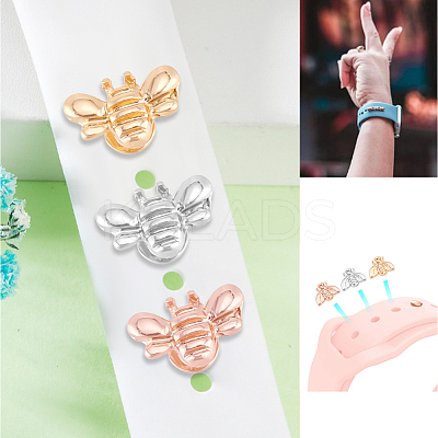 6Pcs 6 Styles Alloy Bee Watch Band Studs FIND-GO0003-57-1