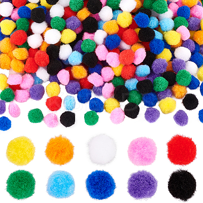 500Pcs 10 Colors DIY Doll Craft Pom Pom Yarn Pom Pom Balls AJEW-PH0011-75-1