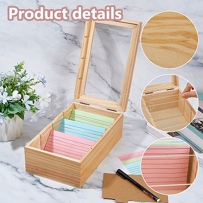 1Pc 4 Grids Rectangle Wood Food Card Storagge Boxes with Visible Window AJEW-DC0003-95-1