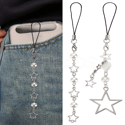 2Pcs 2 Style Iron Star Pendant for DIY Keychains AJEW-LP0001-51-1