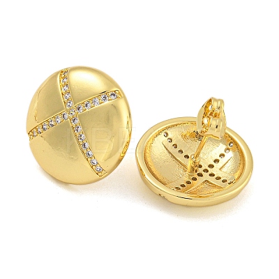 Rack Plating Brass Micro Pave Clear Cubic Zirconia Stud Earrings EJEW-I313-10G-01-1