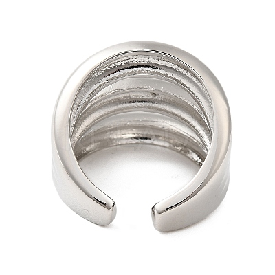 Three-layer Brass Open Cuff Rings for Women RJEW-A046-08P-1