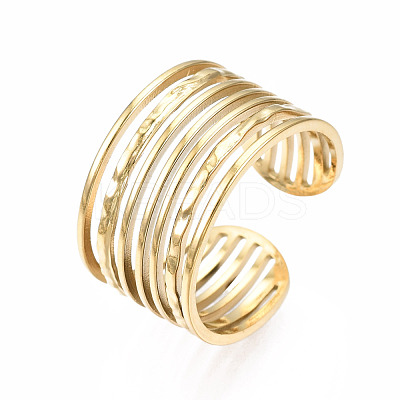 304 Stainless Steel Multi-string Open Cuff Ring RJEW-T023-33G-1