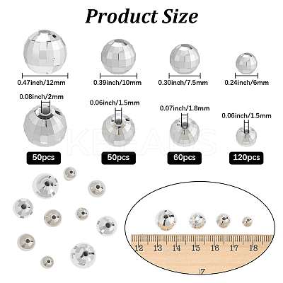 280Pcs 4 Styles Faceted Round Plated Acrylic Beads PACR-PA0001-07-1