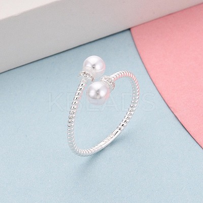 925 Sterling Silver Micro Pave Clear Cubic Zirconia Open Cuff Rings for Women STER-N016-140S-1
