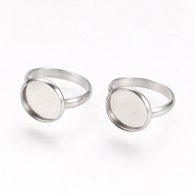 Tarnish Resistant Adjustable 304 Stainless Steel Finger Rings Components STAS-L193-P-12mm-1