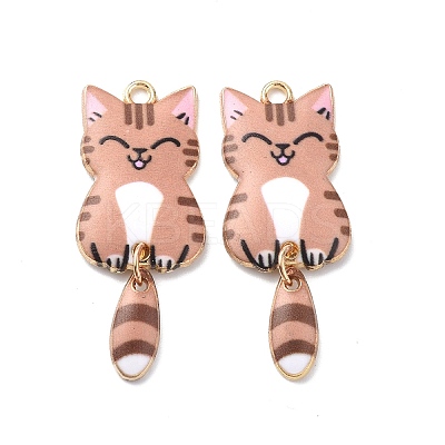Light Gold Rack Plating Alloy Enamel Pendants ENAM-G210-01LG-02-1