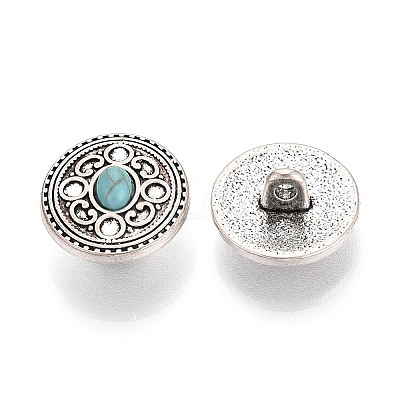 Zinc Metal Alloy & Natural Turquoise Buttons BUTT-WH0057-001A-AS-1